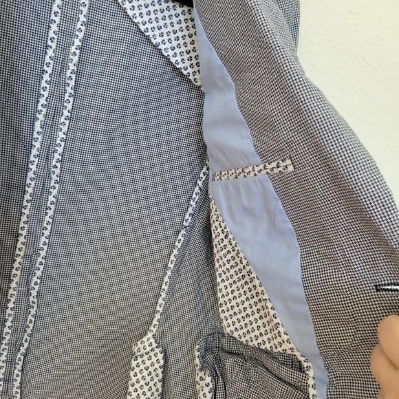 Zara Man | Houndstooth Pattern Two-Button Casual Blazer Navy Blue White Size 38 - Picture 10 of 14